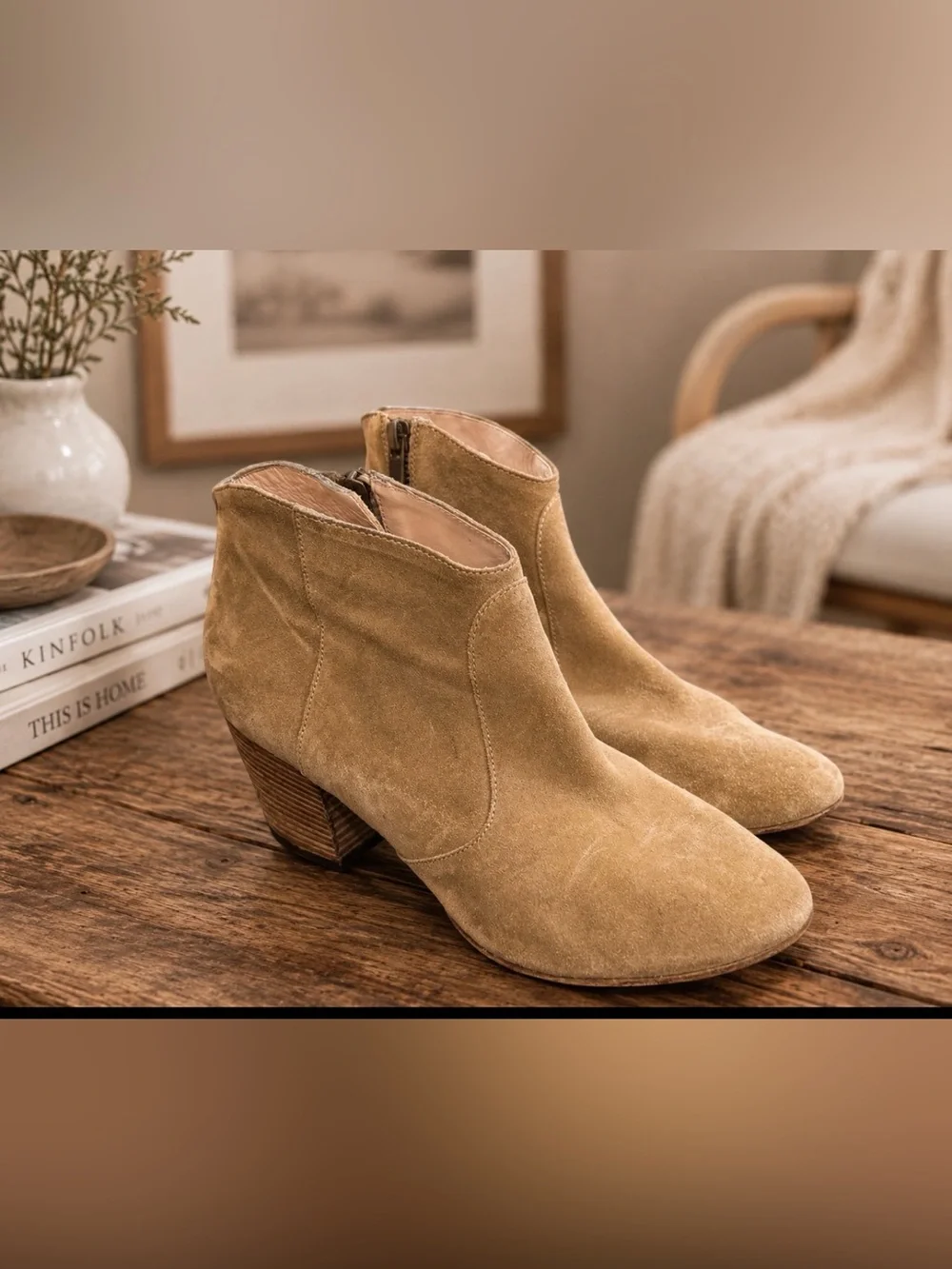 Club Monaco Light Brown Suede Ankle Booties EU 39/US 8
